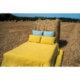 Pure Washed Linen Fitted Sheet, Amber Yellow