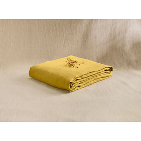 Pure Washed Linen Fitted Sheet, Amber Yellow