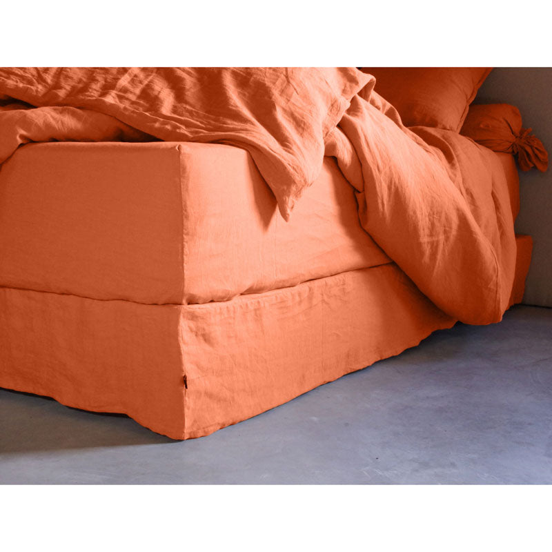 Pure Washed Linen Fitted Sheet, Apricot