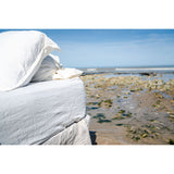 Pure Washed Linen Fitted Sheet, Chalk