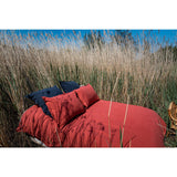 Pure Washed Linen Fitted Sheet, Fig Red