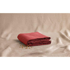 Pure Washed Linen Fitted Sheet, Fig Red