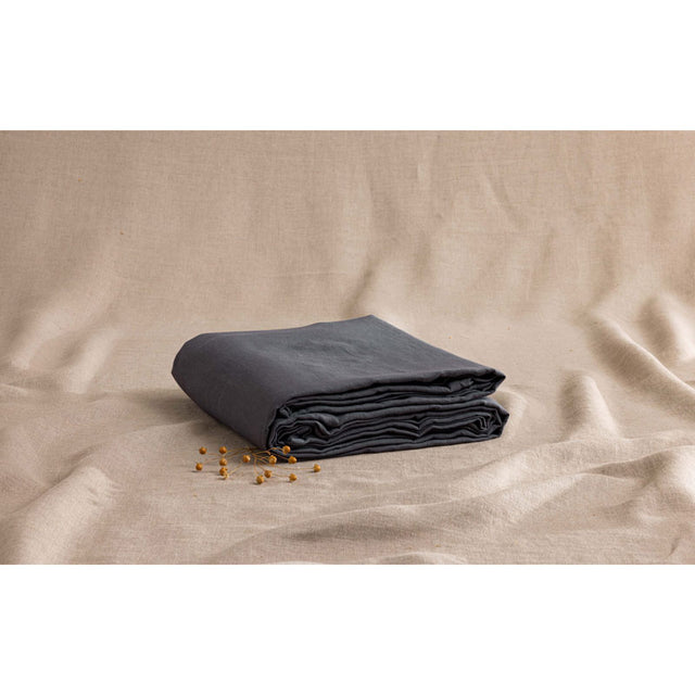 Pure Washed Linen Fitted Sheet, Flint Grey