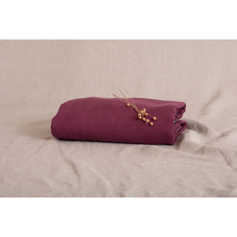 Pure Washed Linen Fitted Sheet, Garnet Red