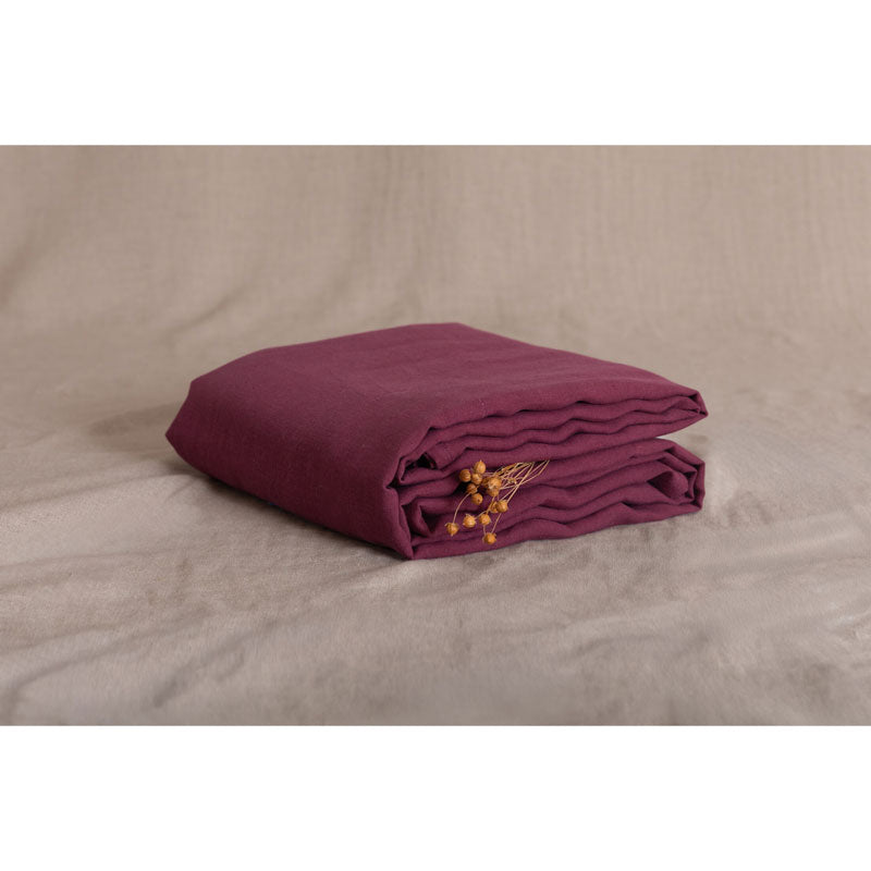Pure Washed Linen Fitted Sheet, Garnet Red