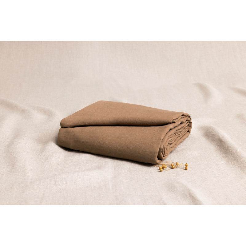 Pure Washed Linen Fitted Sheet, Hazelnut