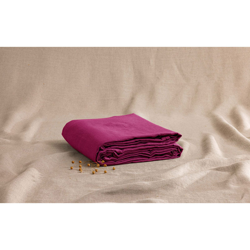 Pure Washed Linen Fitted Sheet, Heather Rose