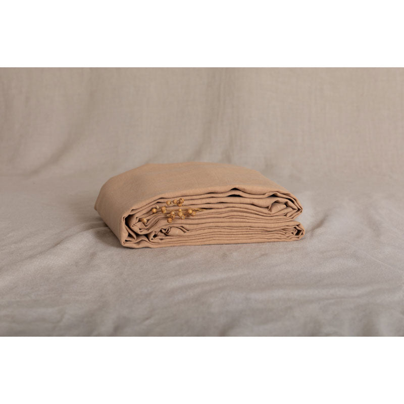 Pure Washed Linen Fitted Sheet, Honey