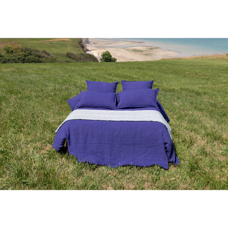 Pure Washed Linen Fitted Sheet, Indigo
