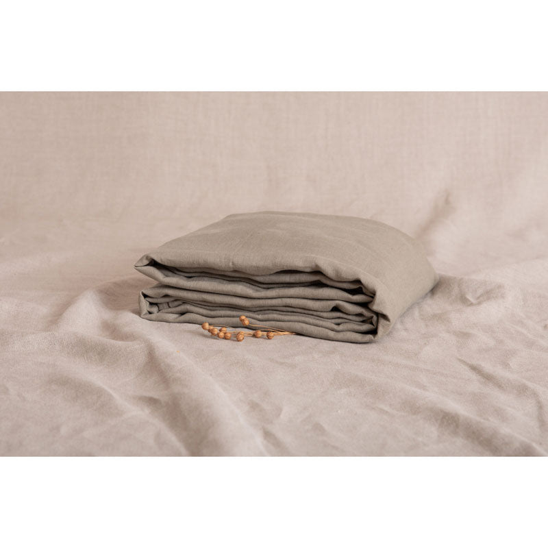 Pure Washed Linen Fitted Sheet, Laurel Green