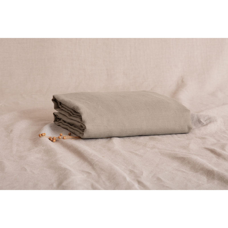 Pure Washed Linen Fitted Sheet, Laurel Green