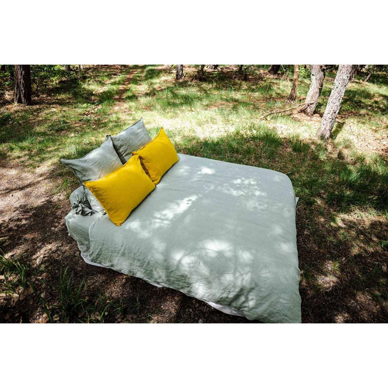 Pure Washed Linen Fitted Sheet, Linden Green