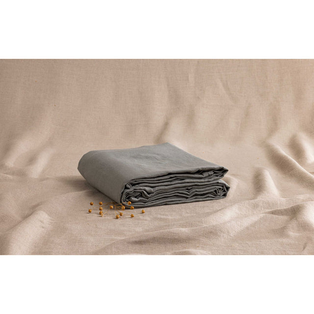 Pure Washed Linen Fitted Sheet, Mist Grey