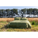 Pure Washed Linen Fitted Sheet, Olive Green