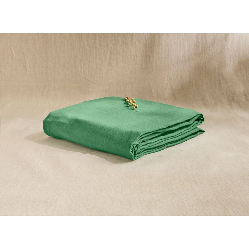 Pure Washed Linen Fitted Sheet, Pea Green