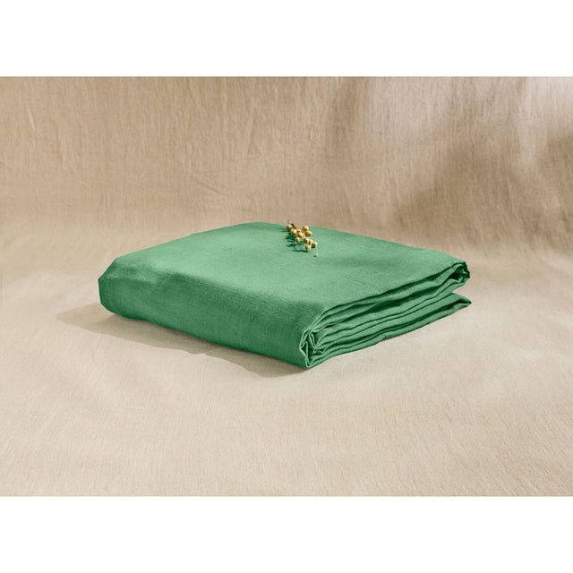 Pure Washed Linen Fitted Sheet, Pea Green
