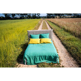 Pure Washed Linen Fitted Sheet, Pea Green