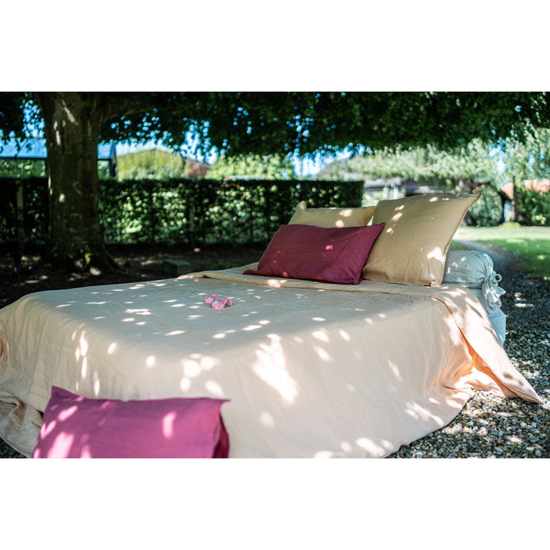 Pure Washed Linen Fitted Sheet, Peach
