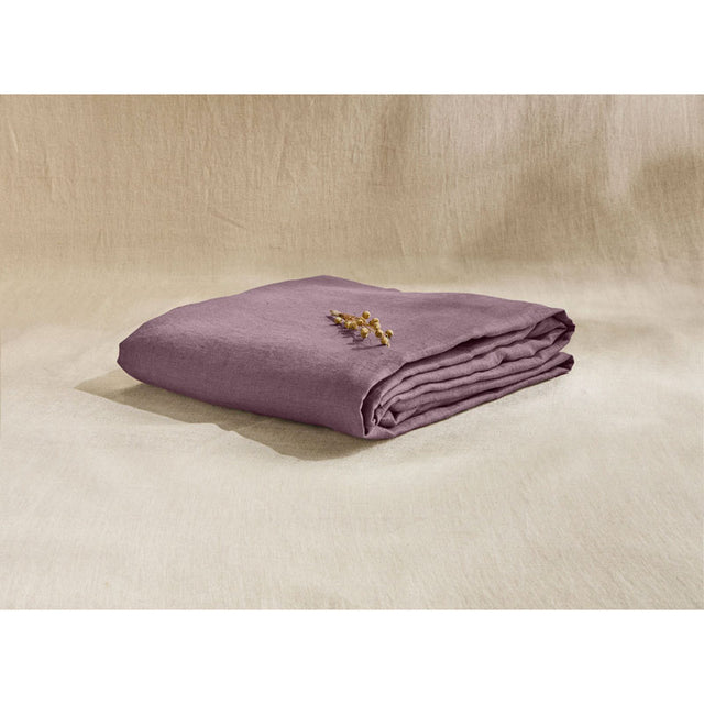 Pure Washed Linen Fitted Sheet, Plum