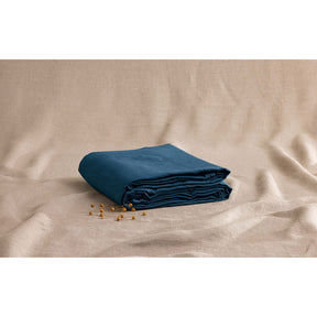 Pure Washed Linen Fitted Sheet, Prussian Blue