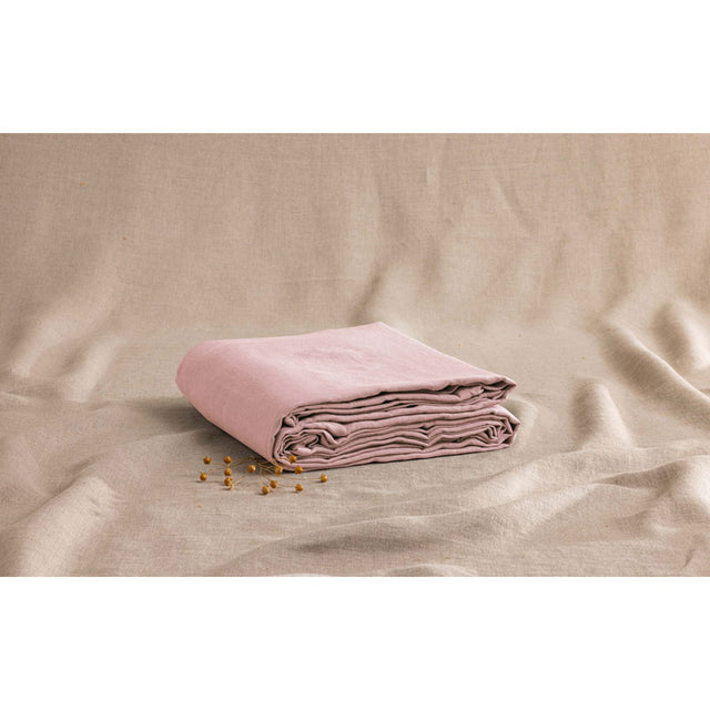 Pure Washed Linen Fitted Sheet, Rose Petal