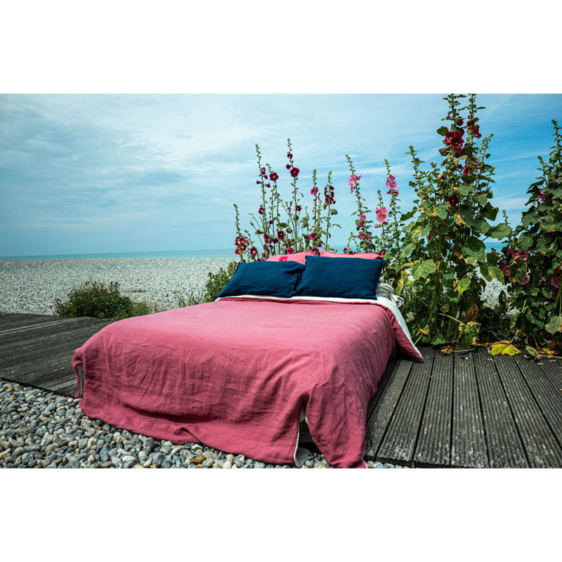 Pure Washed Linen Fitted Sheet, Rosewood