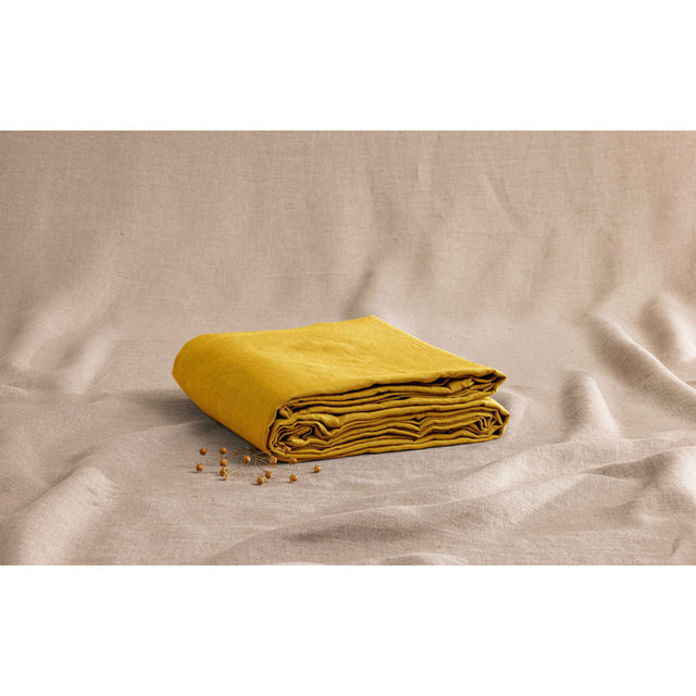 Pure Washed Linen Fitted Sheet, Saffon