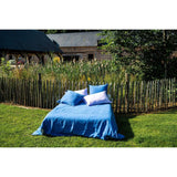 Pure Washed Linen Flat Sheet, Blue Flower