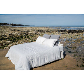 Pure Washed Linen Flat Sheet, Chalk