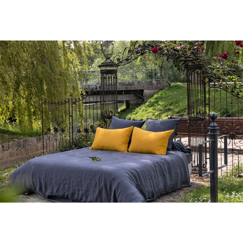Pure Washed Linen Flat Sheet, Flint Grey