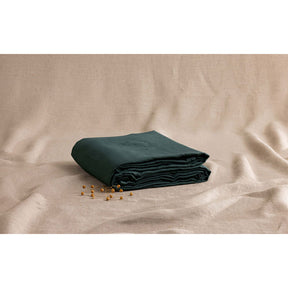 Pure Washed Linen Flat Sheet, Forest Green
