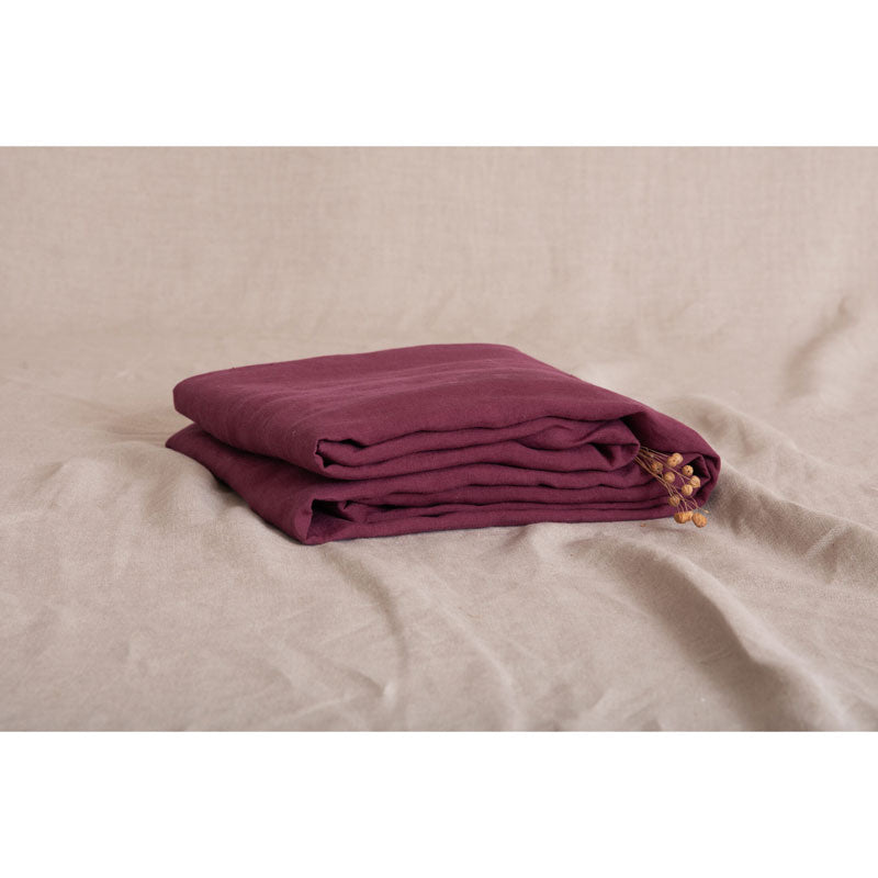 Pure Washed Linen Flat Sheet, Garnet Red