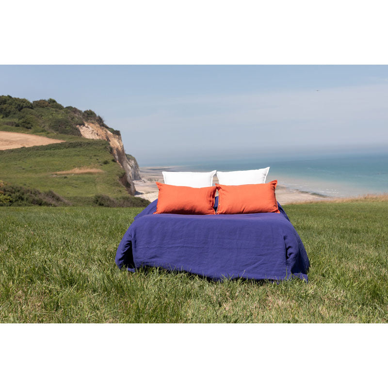 Pure Washed Linen Flat Sheet, Indigo