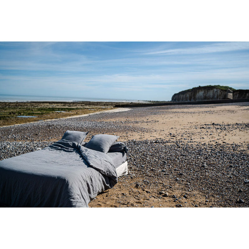 Pure Washed Linen Flat Sheet, Mist Grey