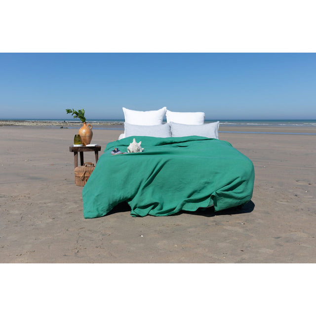 Pure Washed Linen Flat Sheet, Pea Green