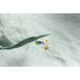 Pure Washed Linen Flat Sheet, Pea Stripe