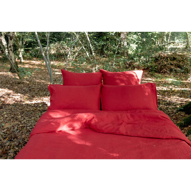 Pure Washed Linen Flat Sheet, Redcurrant