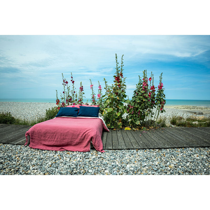 Pure Washed Linen Flat Sheet, Rosewood