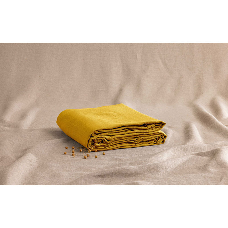 Pure Washed Linen Flat Sheet, Saffron