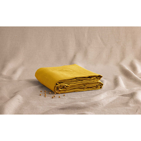 Pure Washed Linen Flat Sheet, Saffron