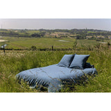 Pure Washed Linen Flat Sheet, Slate Blue