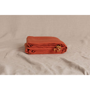 Pure Washed Linen Flat Sheet, Terracotta Tile