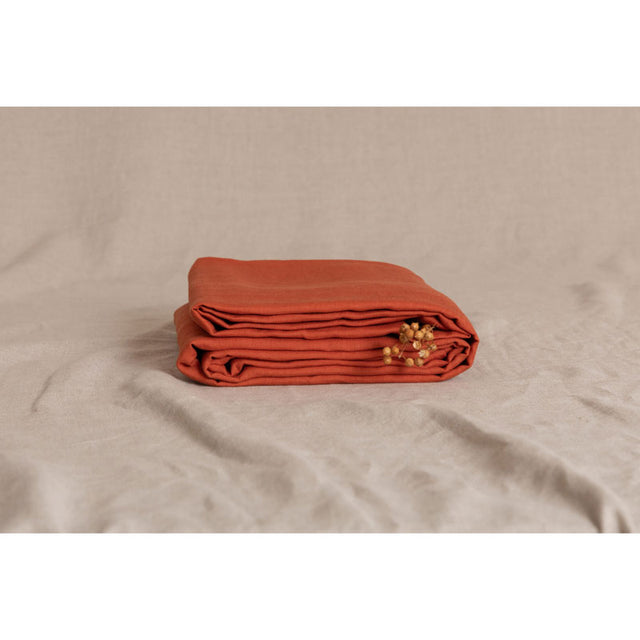 Pure Washed Linen Flat Sheet, Terracotta Tile
