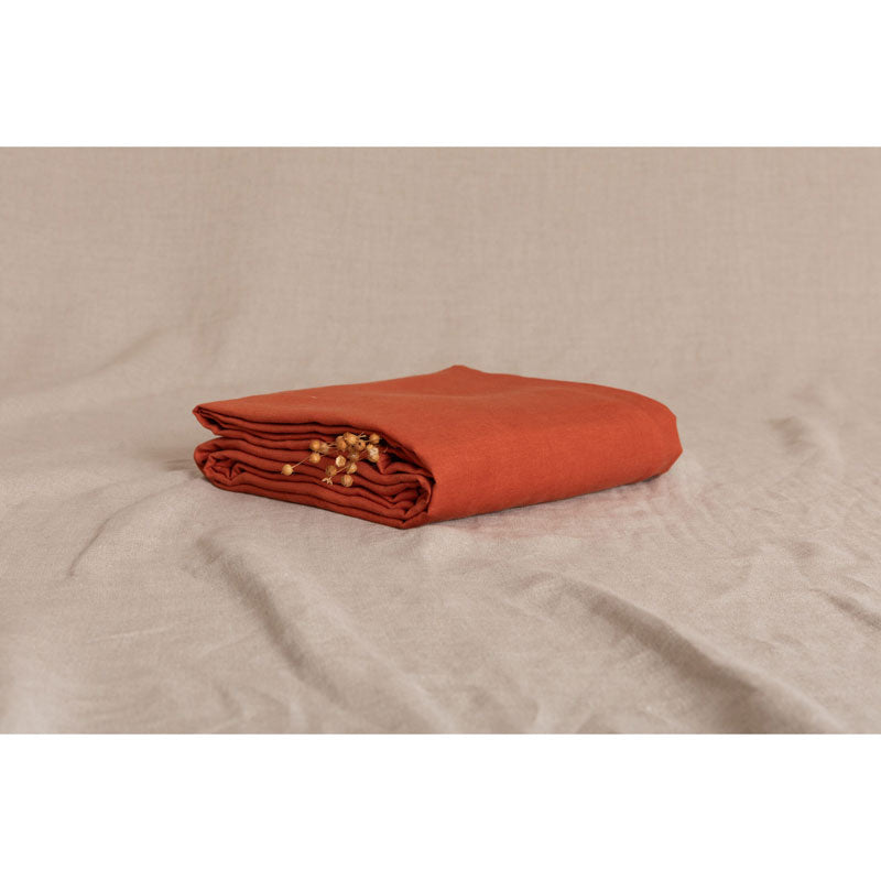 Pure Washed Linen Flat Sheet, Terracotta Tile