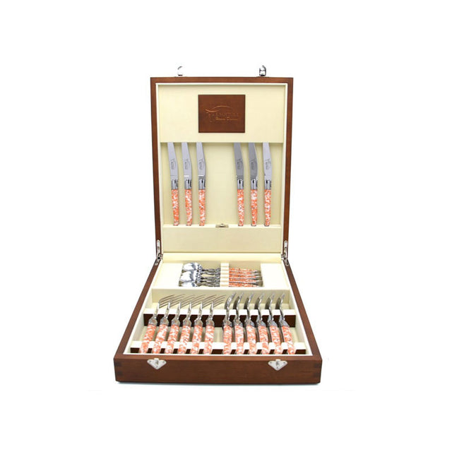 Laguiole Cutlery Canteen 24 Pieces Copper Foil Inclusion
