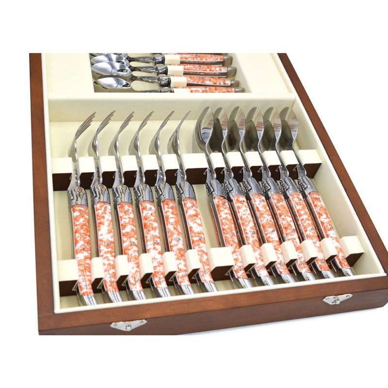 Laguiole Cutlery Canteen 24 Pieces Copper Foil Inclusion