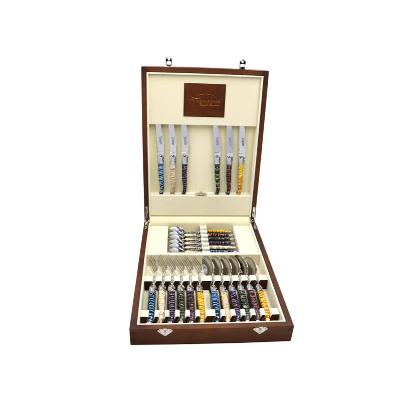 Laguiole Cutlery Canteen 24 Pieces Mammoth Molar, Prestige Collection