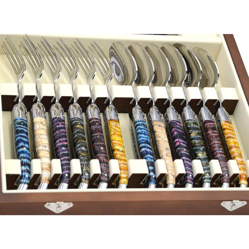Laguiole Cutlery Canteen 24 Pieces Mammoth Molar, Prestige Collection