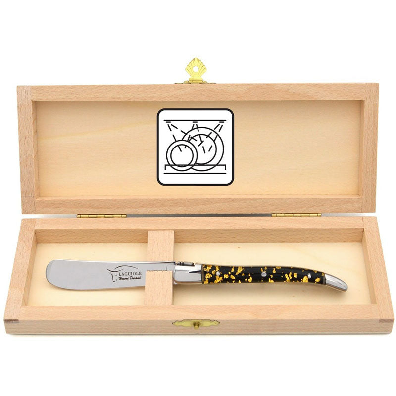Laguiole Butter Knife Gold Leaf inclusion Handle