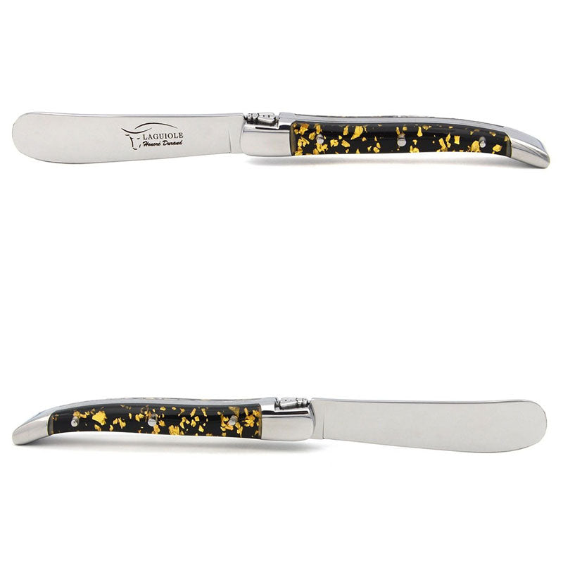 Laguiole Butter Knife Gold Leaf inclusion Handle